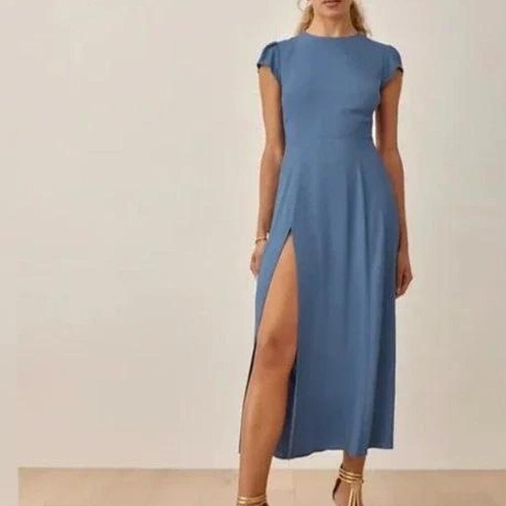Reformation Gavin Dress in Morning Glory Blue Size 8